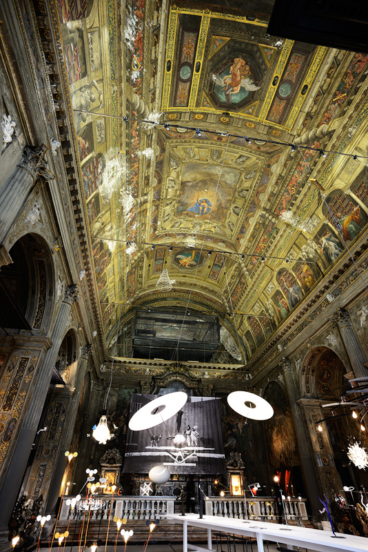 San Paolo Converso interior with Ingo Maurer lighting installation