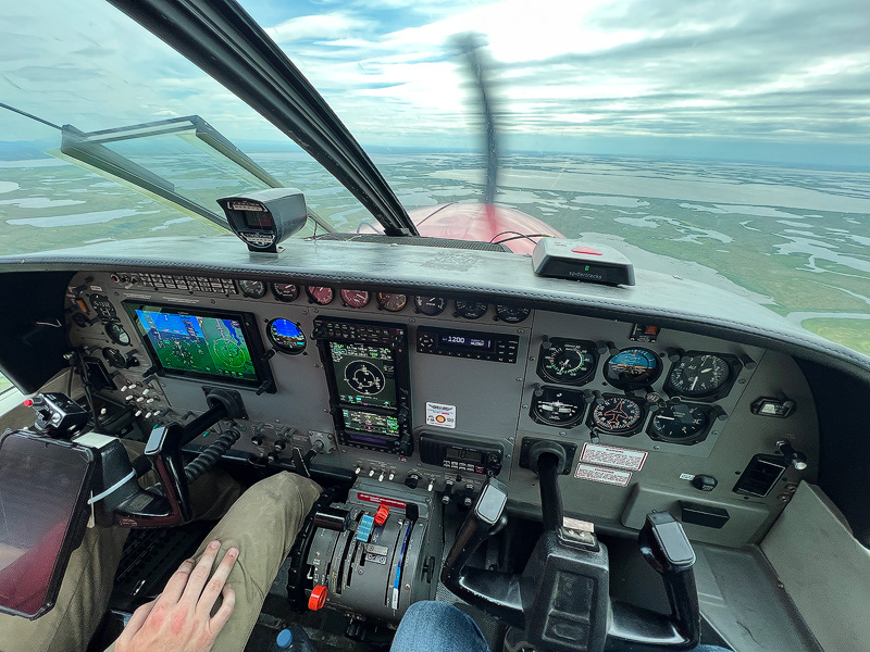 Flying shotgun in a Cessna Grand Caravan over the Alaska tundra