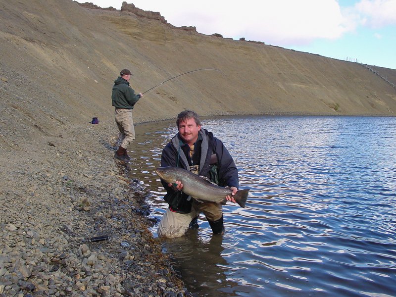 Graham witha nice fish, and Keith with a fish on his line