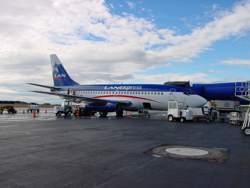 Lan Chile airlines 737 at Punta Arenas airport