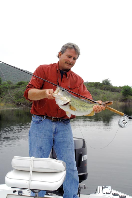 Fly fishing for largemouth bass