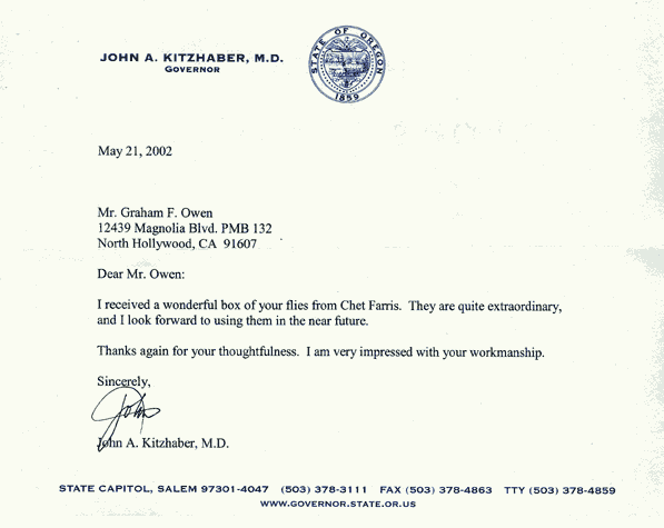 Letter from Oregon Governor Kitzhaber