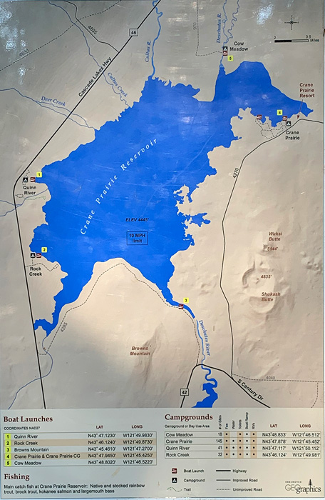 Crane Prairie Reservoir map