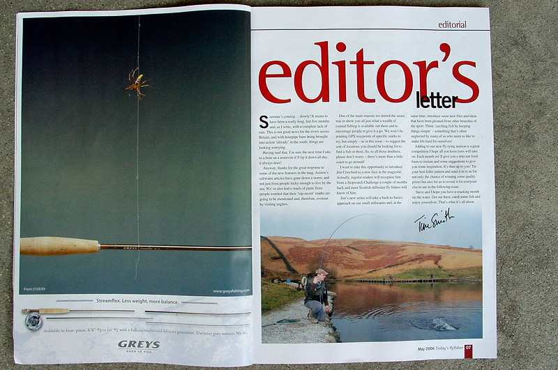 Red spider fly in a European fly fishing magazine