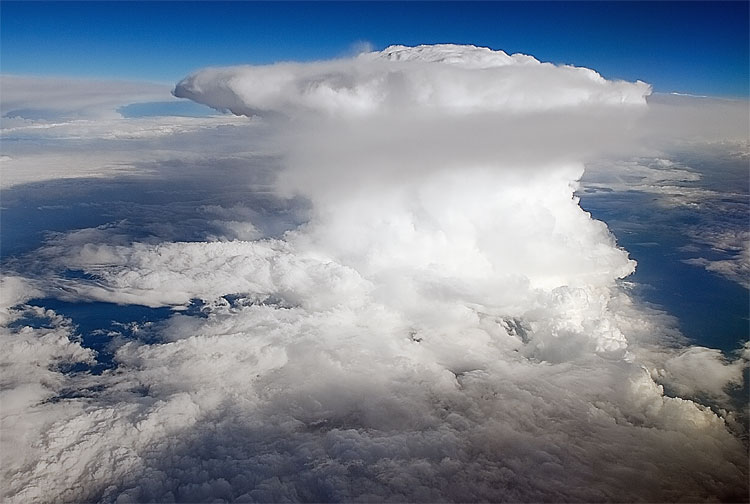 Thunderstrom over Texas from the airplane window