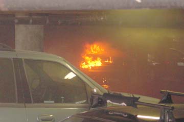burning vehicle