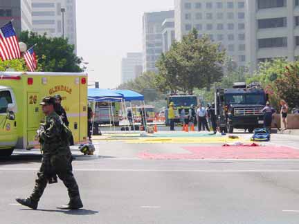 Many streets were closed and full of rescue equipment