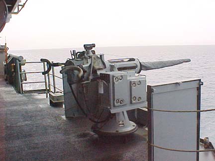 Big gun on board ship