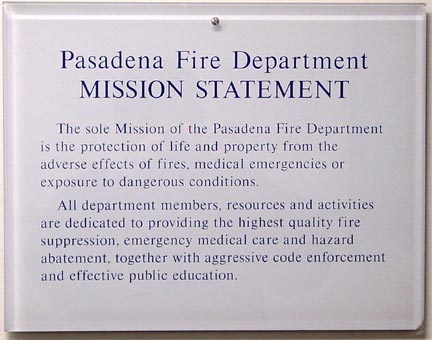 Pasadena Fire Department Mission Statement