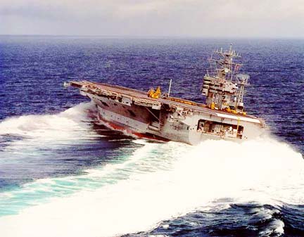 Aircraft carrier going fast