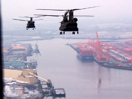 Chinook helicopter flying