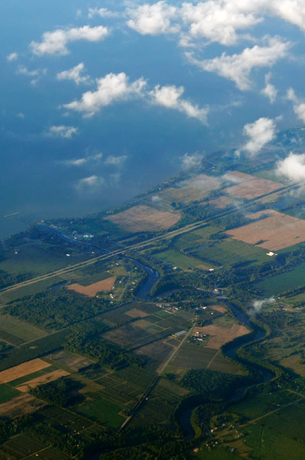 Aerial view of Point Breeze and Oak Orchard River New York
