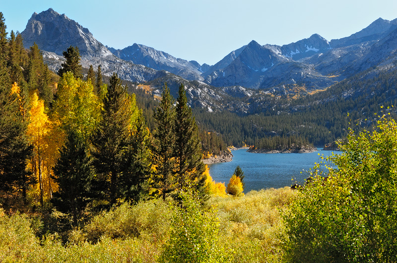 High Sierra Lake in Autumn Foliage Colors, an amazingly beautiful sight 
